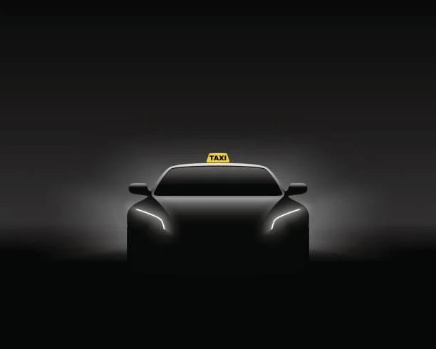 Xe taxi trên nền đen, banner Taxi Trảng Bom Đồng Nai
